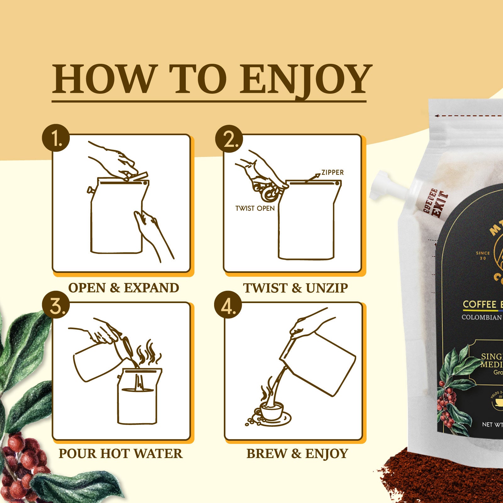 Coffee Brewing Bags | Prefilled Reusable Single Origin – Mount