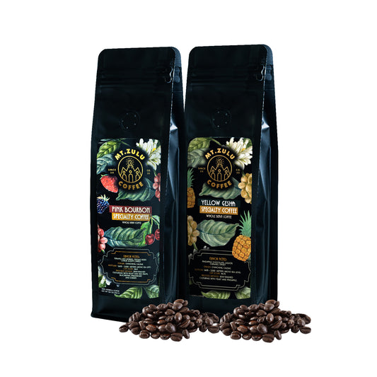 Kit de café Mt. Zulu: Bayas rojas de bourbon rosa y piña gesha amarilla fermentada